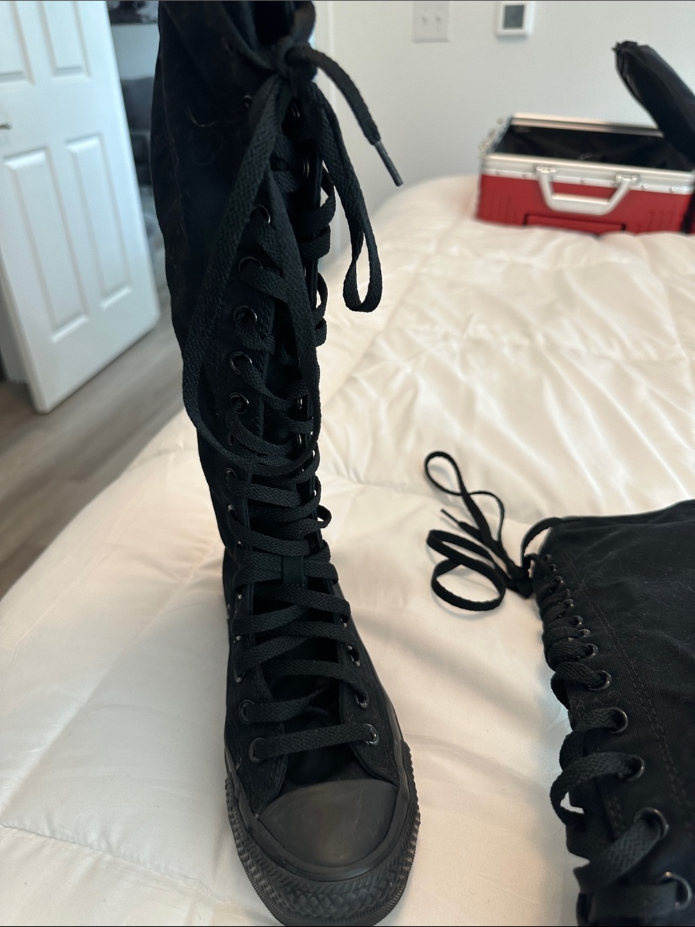 Converse Black Knee-High Lace-Up Boots - Picture 4 of 4